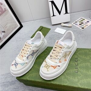 Gucci Men’s White and Multicolor Patterned Sneakers